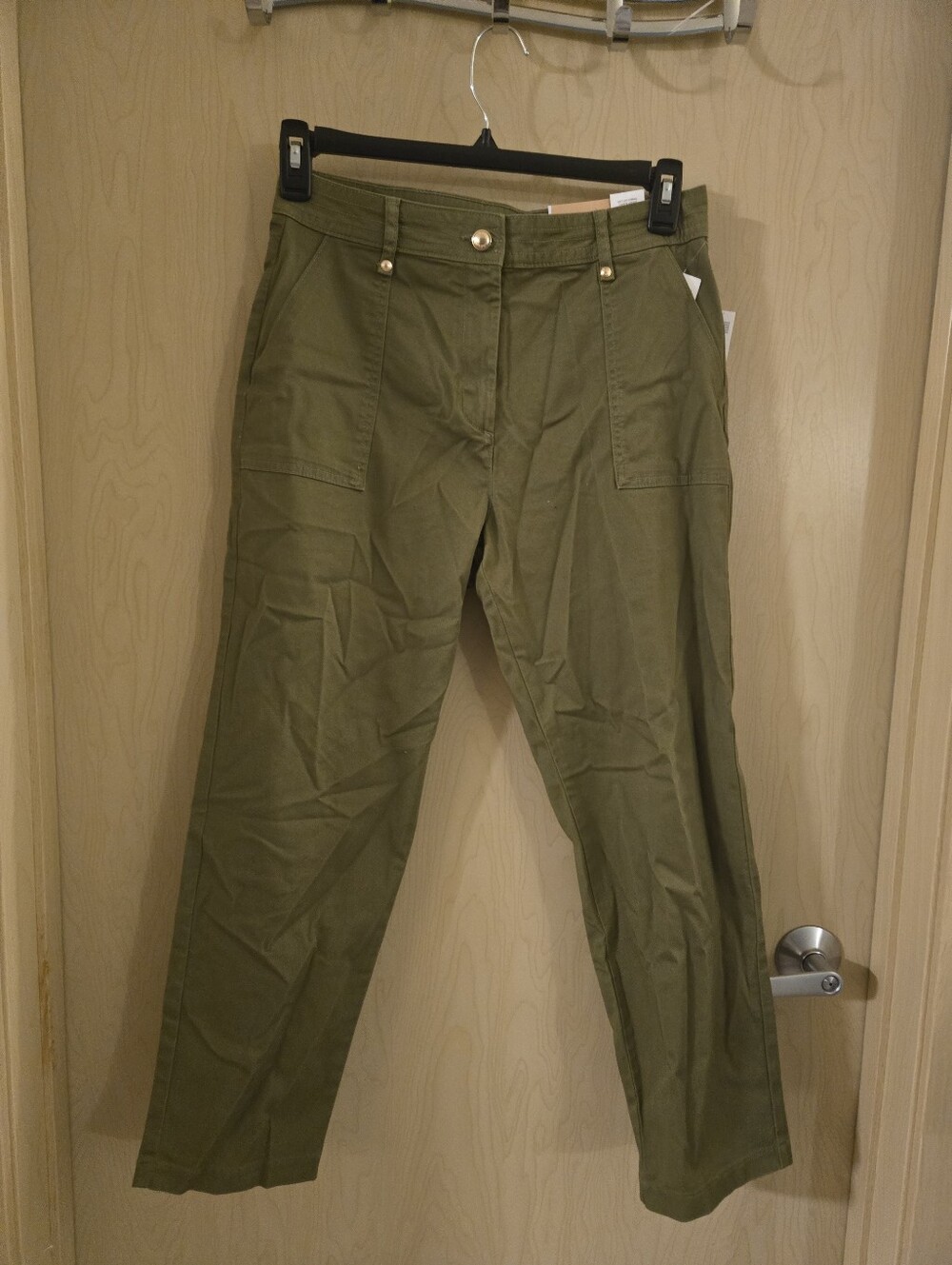NWT Michael Kors High-Rise Straight Ankle Pants Smoky Olive (6)
